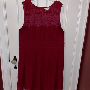 Maroon dress.